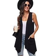 Moss Rose Women's Sleeveless Cardigan Vest Draped Open Front Cardigans Asymmetric Hem