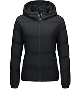 MAGCOMSEN Women's Down Puffer Jacket with Hood Lightweight Thermal Quilted Coat with Pockets Zip-...