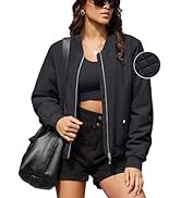 MAGCOMSEN Women's Bomber Puffer Jacket Winter Warm Padded Coat Casual Zip Up Outerwear Windbreake...