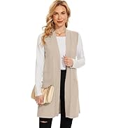 Moss Rose Long Vest for Women Sleeveless Lightweight Open Front Cardigans Ribbed Knit Outwear wit...