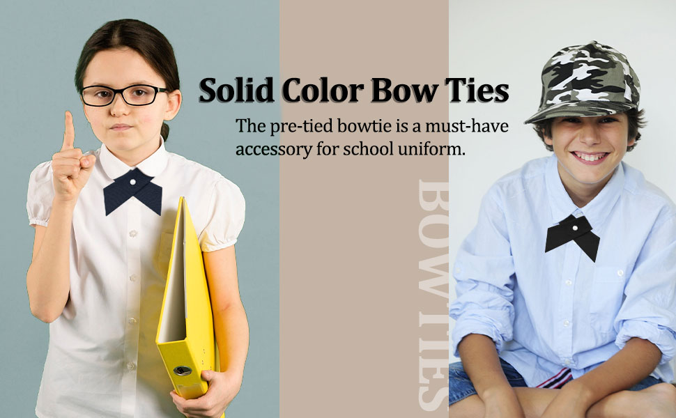 Solid Color Bow Ties The pre-tied bowtie is a must-have accessory for school uniform.