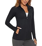 MAGCOMSEN Women's UPF 50+ Lightweight Athletic Jacket Sun Protection Full Zip Long Sleeve Shirts ...