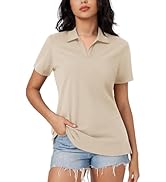 MAGCOMSEN Women's Polo Shirts V-Neck Cotton Short Sleeve Tops Collared Golf Shirt Wicking Lightwe...