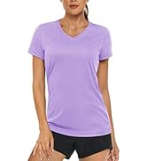 MAGCOMSEN Women's T Shirts V-Neck Short Sleeve UPF 50+ Sun Protection Performance Quick Dry Athle...
