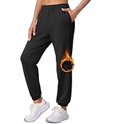 MAGCOMSEN Women's Joggers with Pockets Fleece Lined Water Resistant Warm Sweatpants Winter Joggin...