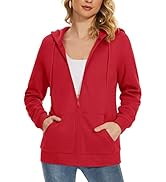 MAGCOMSEN Women's Fleece Lined Zip Up Hoodies Casual Hooded Jacket Workout Full Zip Sweatshirts P...