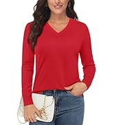 MAGCOMSEN Women's V Neck Sweater 2024 Spring Casual Long Sleeve Tops Knit Lightweight Pullover Sw...