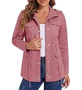 MAGCOMSEN Women's Utility Jackets Lightweight Anorak Drawstring Waist Zip Up Field Military Casua...
