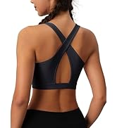MAGCOMSEN Women's Sports Bras Cross Back Wireless Padded Bra Wide Strap Low Impact Moisture-Wicki...
