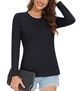 MAGCOMSEN Women's Long-Sleeve Crew-Neck Cotton T-Shirt Classic-Fit Shirt Soft Breathable Casual T...