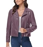 MAGCOMSEN Women's Leather Jacket Zipped Moto Jacket Lightweight Faux Leather Biker Jackets Fall A...
