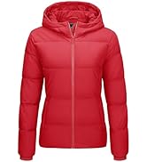 MAGCOMSEN Women's Down Puffer Jacket with Hood Lightweight Thermal Quilted Coat with Pockets Zip-...