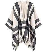 Moss Rose Women's Travel Plaid Shawl Wrap Open Front Poncho Cape for Fall Winter